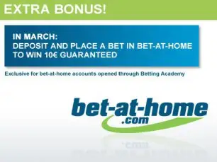 Bets placed in March at bet-at-home will give you an extra 10€ bonus