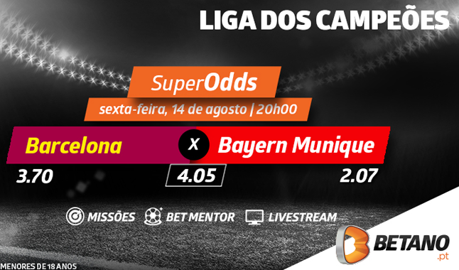 Aposta no Barcelona-Bayern com as melhores odds