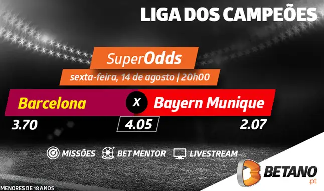 Aposta no Barcelona-Bayern com as melhores odds