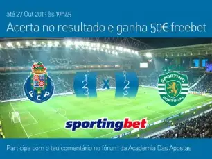 Acerta no resultado do Porto vs Sporting e ganha um prémio de 50€
