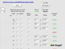 Dutching on betting exchanges using Bet Angel's advanced dutching module