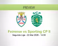 Feirense Sporting CP II betting prediction (22 March 2026)