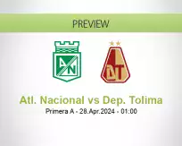 Atl. Nacional Dep. Tolima betting prediction (28 April 2024)