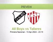 All Boys Talleres betting prediction (13 April 2024)