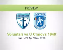 Voluntari U Craiova 1948 betting prediction (23 April 2024)