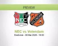 NEC Volendam betting prediction (08 March 2026)