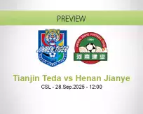 Tianjin Teda Henan Jianye betting prediction (28 September 2025)