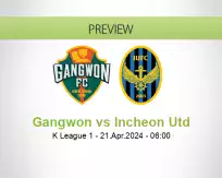 Gangwon Incheon Utd betting prediction (21 April 2024)