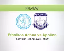 Ethnikos Achna Apollon betting prediction (23 April 2024)