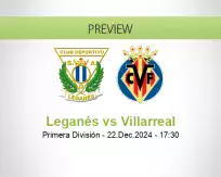 Leganés Villarreal betting prediction (22 December 2024)