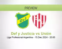 Def y Justicia Unión betting prediction (15 December 2024)