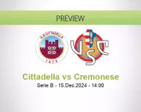 Cittadella Cremonese betting prediction (15 December 2024)