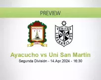 Ayacucho Uni San Martín betting prediction (14 April 2024)