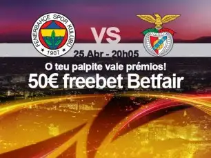 Acerta no resultado do Fenerbahce vs Benfica e ganha um prémio de 50€