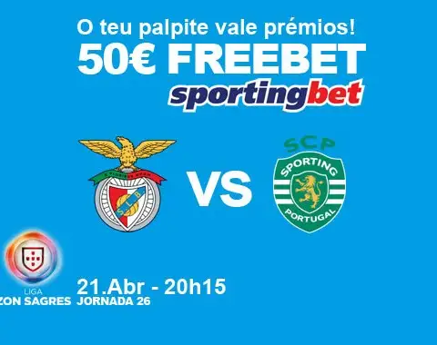 Acerta no resultado do Benfica vs Sporting e ganha um prémio de 50€
