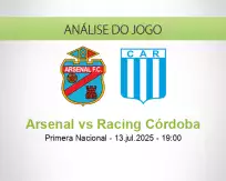 Prognóstico Arsenal Racing Córdoba (13 julho 2025)