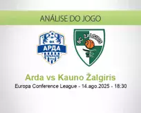 Prognóstico Arda Kauno Žalgiris (14 agosto 2025)
