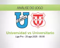 Prognóstico Universidad Universitario (25 agosto 2025)