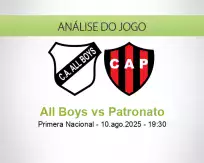 Prognóstico All Boys Patronato (10 agosto 2025)