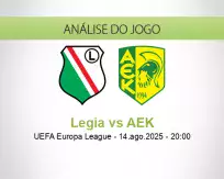 Prognóstico Legia AEK (14 agosto 2025)