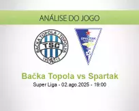 Prognóstico Bačka Topola Spartak (02 agosto 2025)