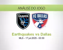 Prognóstico Earthquakes Dallas (17 julho 2025)