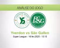 Prognóstico Yverdon São Gallen (16 fevereiro 2025)