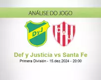 Prognóstico Def y Justicia Santa Fe (15 dezembro 2024)