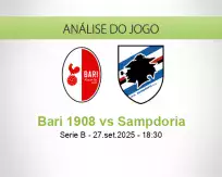 Prognóstico Bari 1908 Sampdoria (27 setembro 2025)