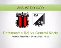 Prognóstico Defensores Bel Central Norte (27 setembro 2025)