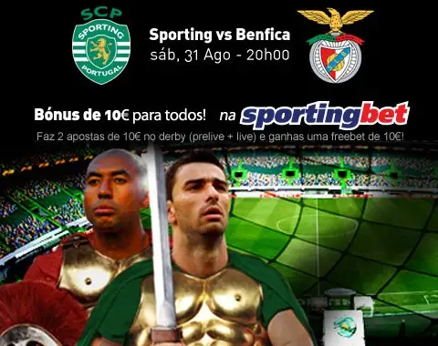 Aposta no Sporting v Benfica e ganha uma freebet de 10€
